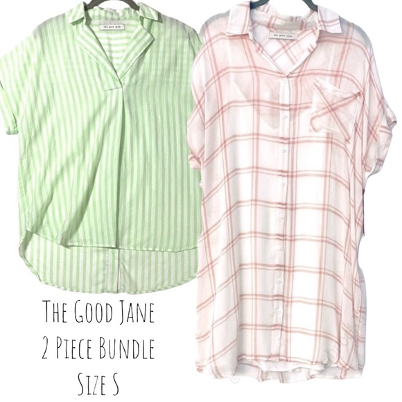 The Good Jane Bundle of 2 Top Blouse Mini Dress Pink Green S - Picture 1 of 16